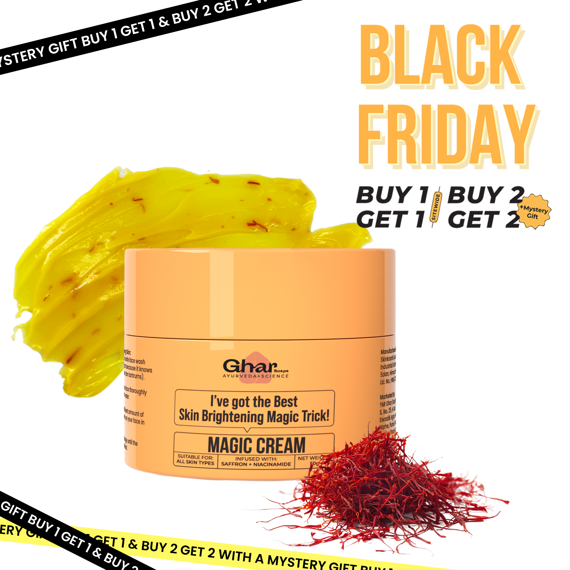 Magic Cream with Saffron & Niacinamide for De-Tan & Skin Brightening